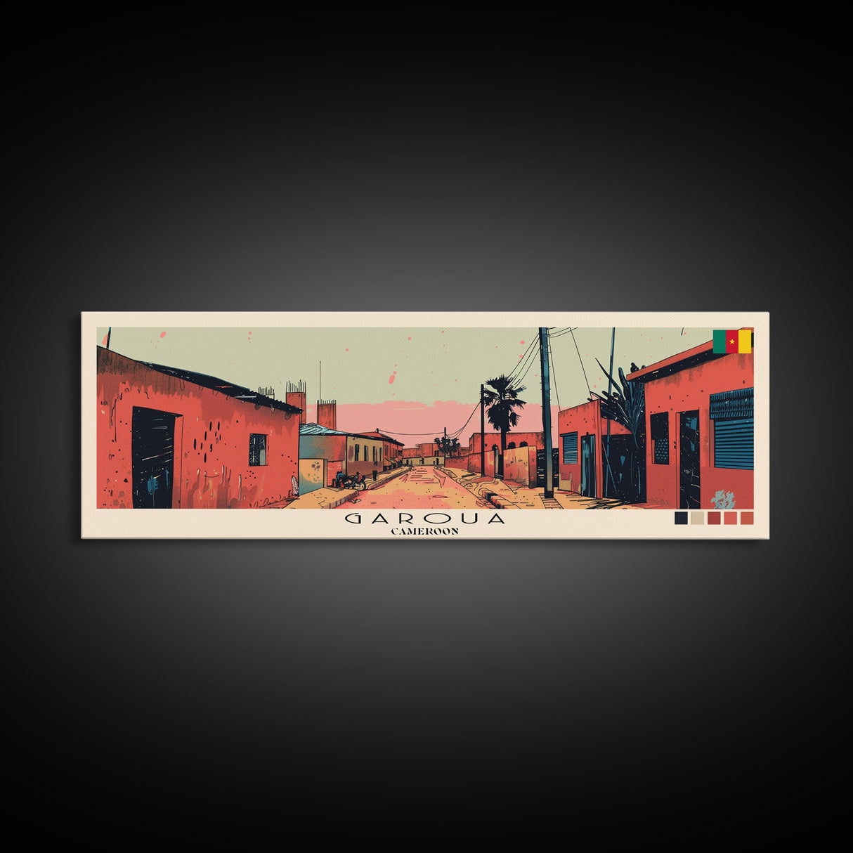 Garoua, Cameroon Panoramic Canvas Print, Garoua, Cameroon Painting, Cameroon Art, Garoua Travel Poster, Travel Art, Guest Room Painting