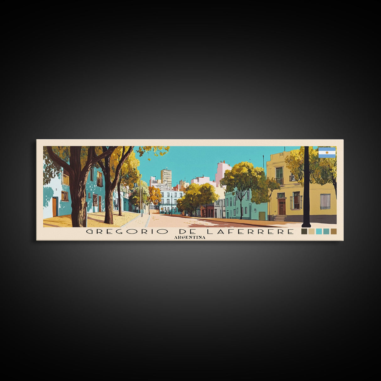 Gregorio de Laferrere, Argentina Panoramic Canvas Print, Gregorio de Laferrere, Argentina Painting, Argentina Art, Gregorio de Laferrere Travel Poster, Travel Art, Vacation Gift