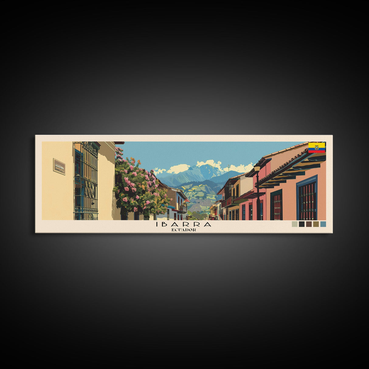 Ibarra, Ecuador Panoramic Canvas Print, Ibarra, Ecuador Painting, Ecuador Art, Ibarra Travel Poster, Travel Art, Housewarming Gift