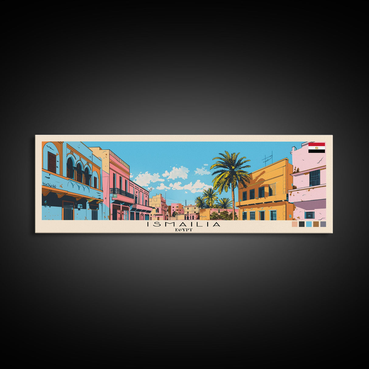 Ismailia, Egypt Panoramic Canvas Print, Ismailia, Egypt Painting, Egypt Art, Ismailia Travel Poster, Travel Art, Guest Room Painting