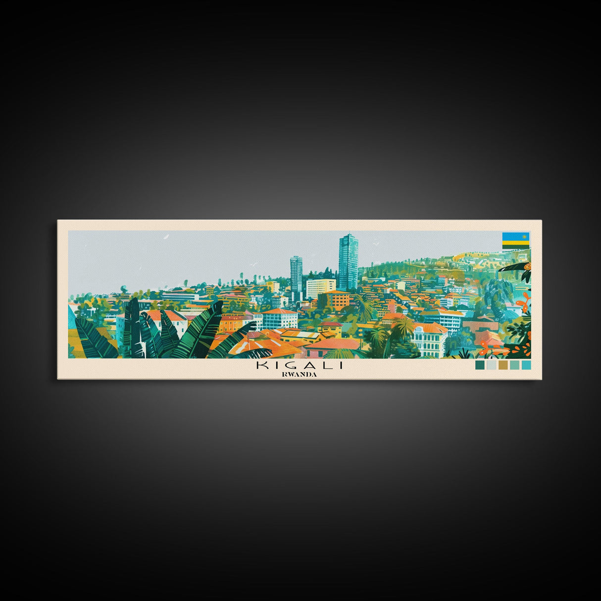 Kigali, Rwanda Panoramic Canvas Print, Kigali, Rwanda Painting, Rwanda Art, Kigali Travel Poster, Travel Art, Housewarming Gift