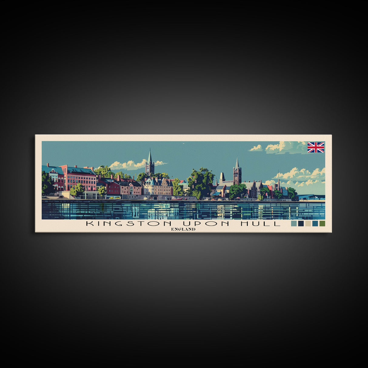 Kingston upon Hull, England Panoramic Canvas Print, Kingston upon Hull, England Painting, England Art, Kingston upon Hull Travel Poster, Travel Art, Housewarming Gift