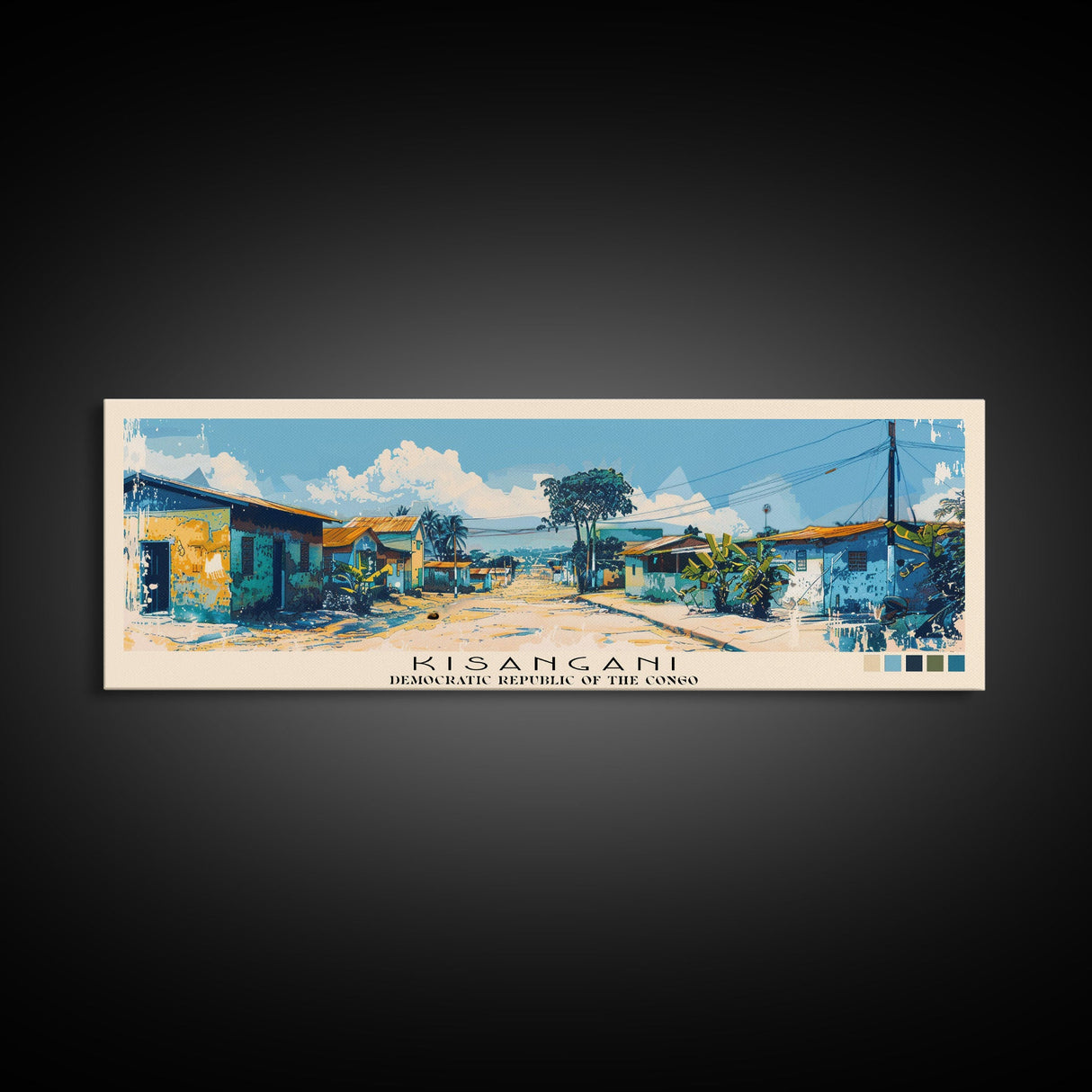 Kisangani, Congo Panoramic Canvas Print, Kisangani, Congo Painting, Congo Art, Kisangani Travel Poster, Travel Art, Vacation Gift