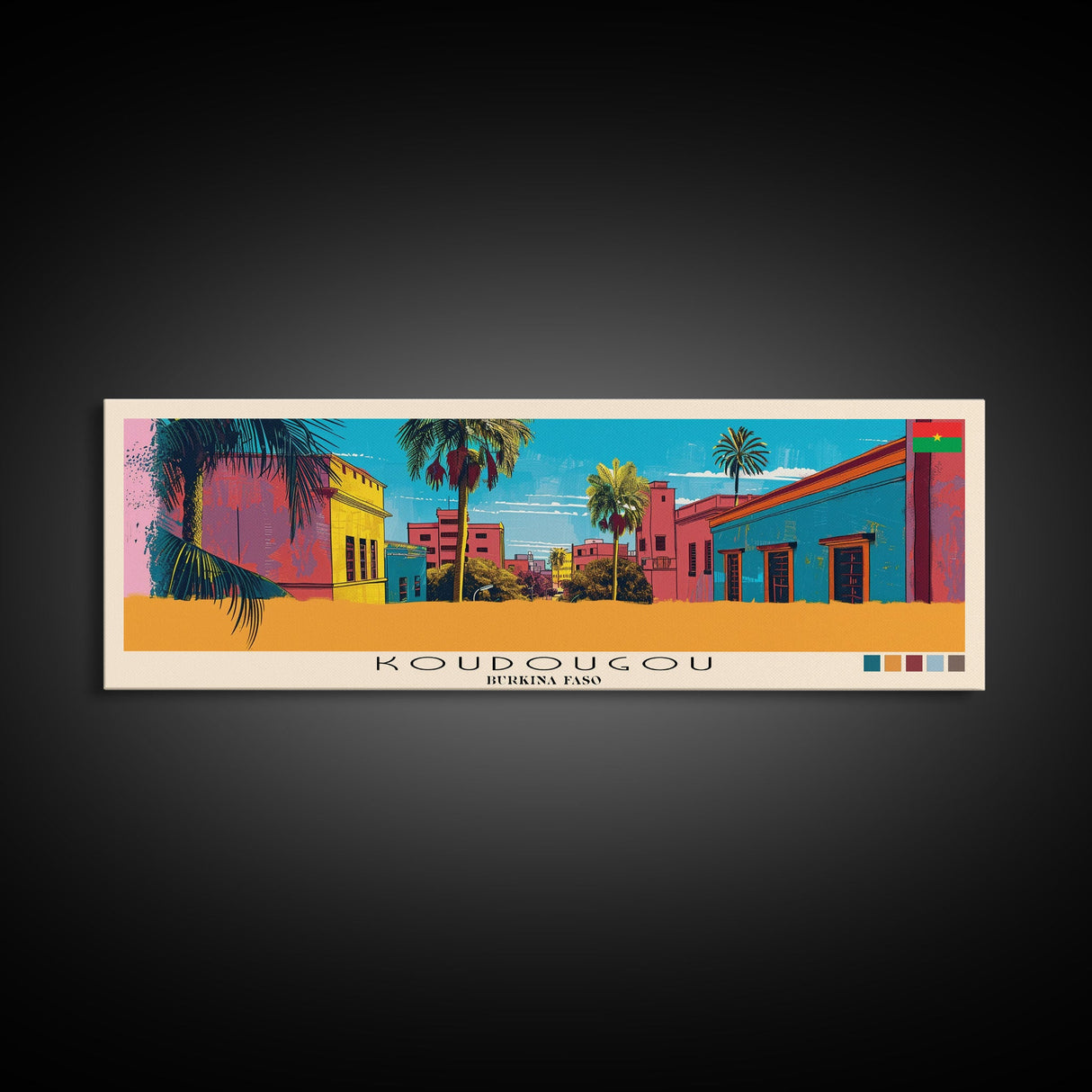 Koudougou, Burkina Faso Panoramic Canvas Print, Koudougou, Burkina Faso Painting, Burkina Faso Art, Koudougou Travel Poster, Travel Art, Living Room Painting