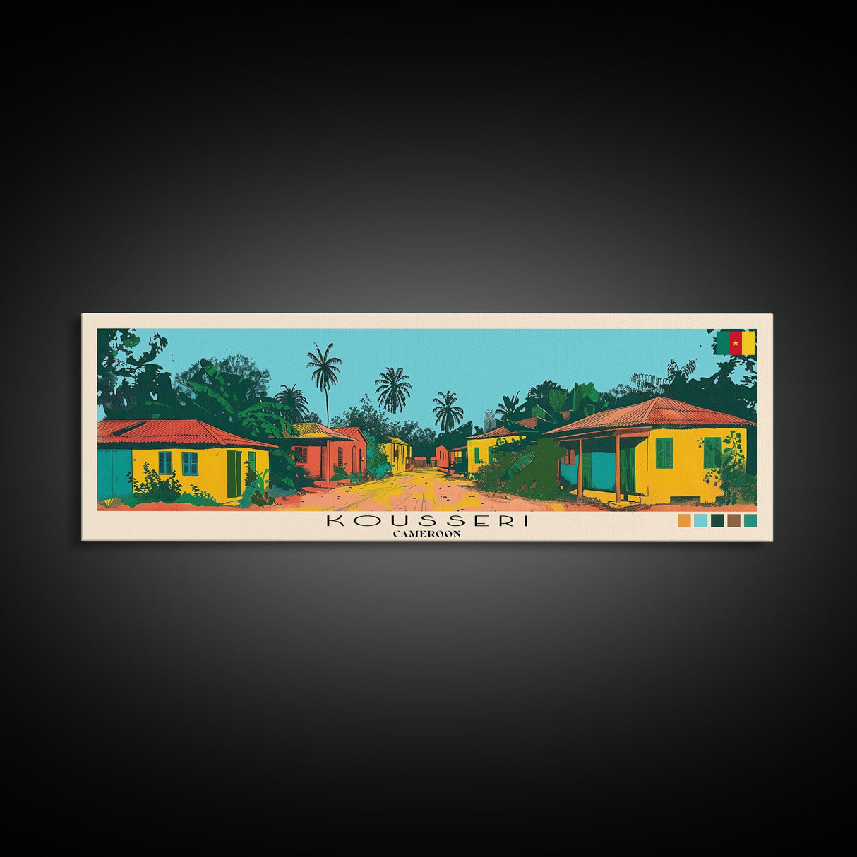 Kousseri, Cameroon Panoramic Canvas Print, Kousseri, Cameroon Painting, Cameroon Art, Kousseri Travel Poster, Travel Art, Housewarming Gift