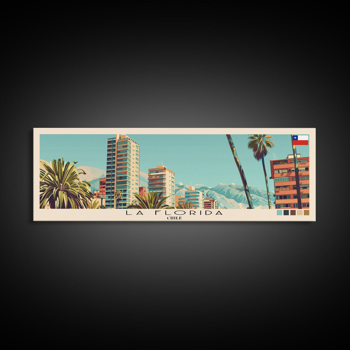 La Florida, Chile Panoramic Canvas Print, La Florida, Chile Painting, Chile Art, La Florida Travel Poster, Travel Art, Guest Room Painting