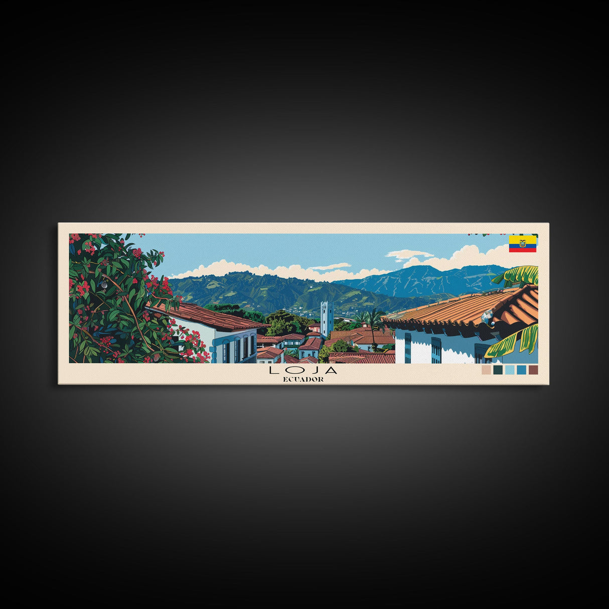 Loja, Ecuador Panoramic Canvas Print, Loja, Ecuador Painting, Ecuador Art, Loja Travel Poster, Travel Art, Housewarming Gift