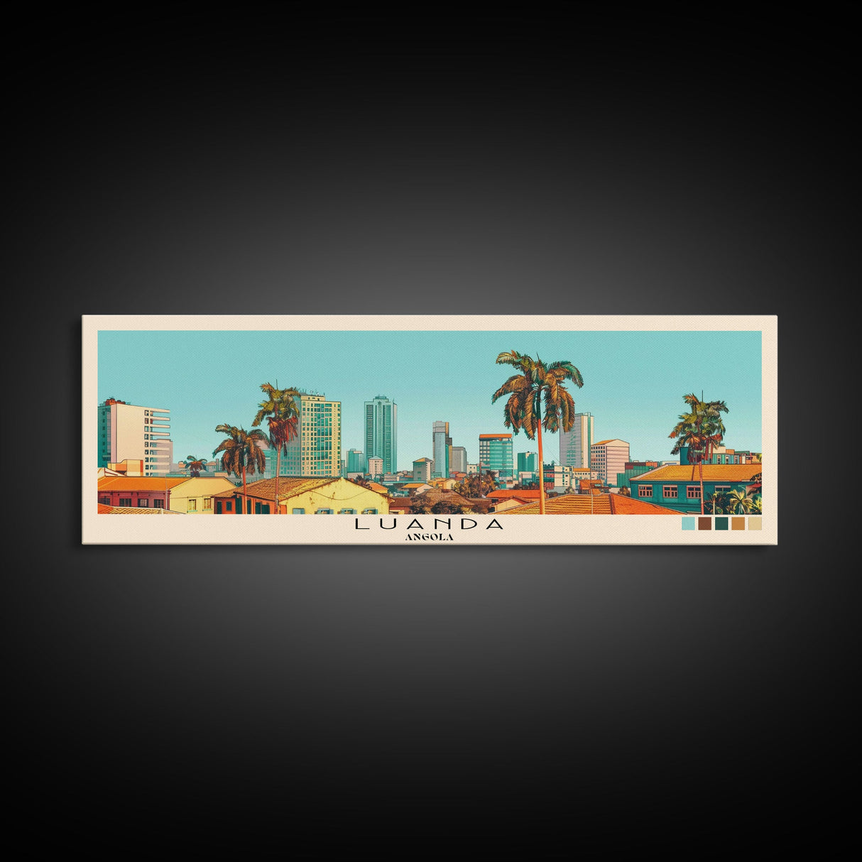 Luanda, Angola Panoramic Canvas Print, Luanda, Angola Painting, Angola Art, Luanda Travel Poster, Travel Art, Vacation Gift