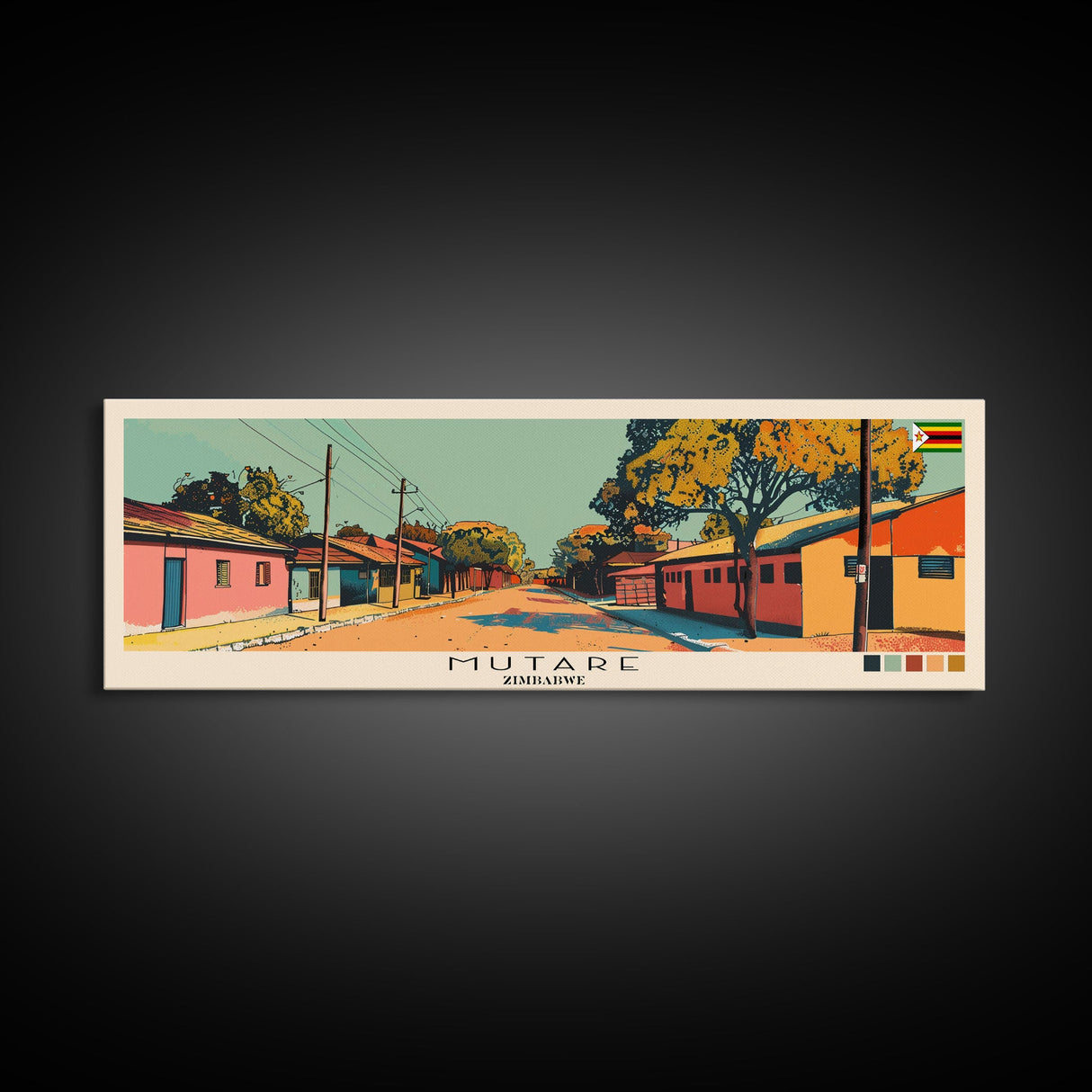 Mutare, Zimbabwe Panoramic Canvas Print, Mutare, Zimbabwe Painting, Zimbabwe Art, Mutare Travel Poster, Travel Art, Vacation Gift