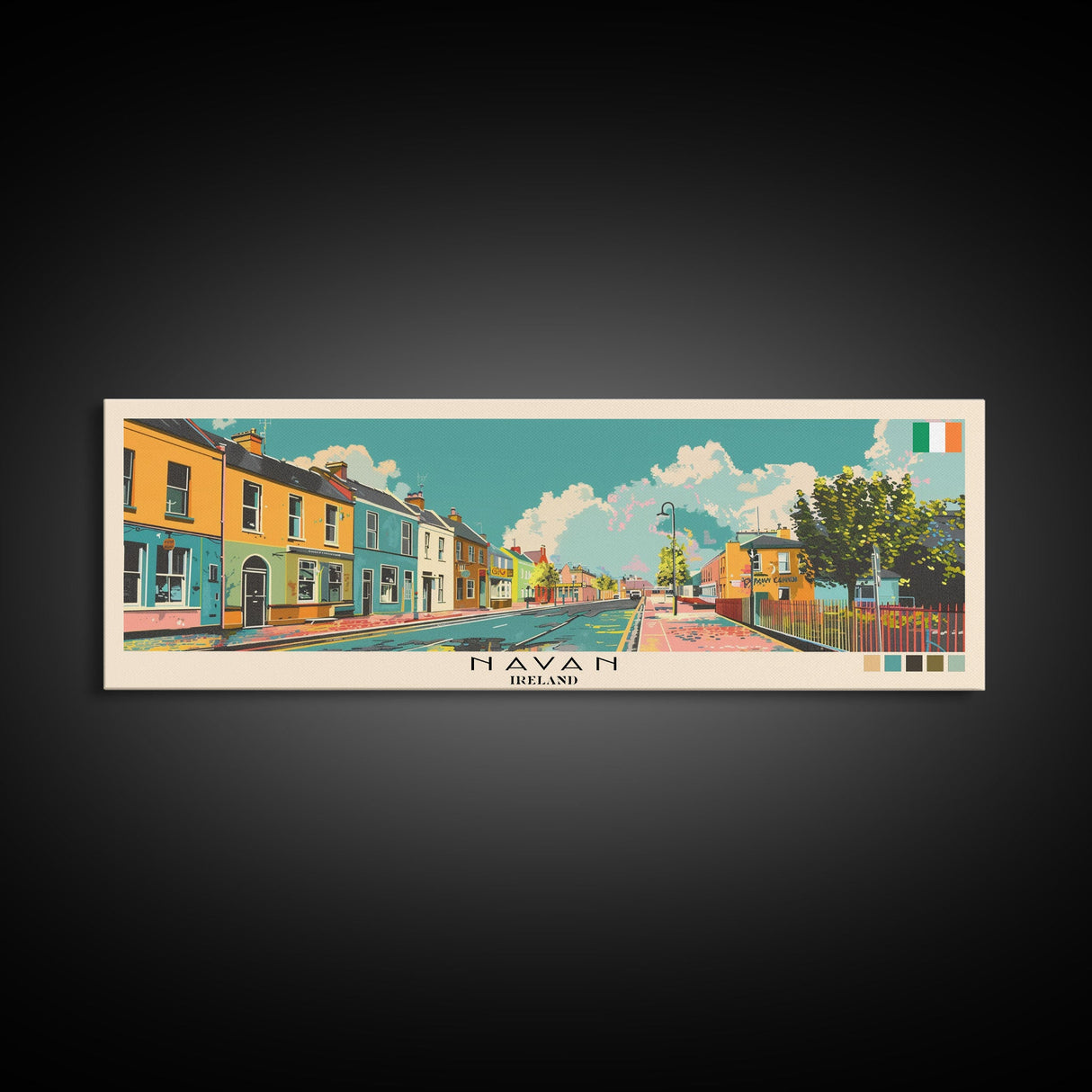 Navan, Ireland Panoramic Canvas Print, Navan, Ireland Painting, Ireland Art, Navan Travel Poster, Travel Art, Living Room Painting