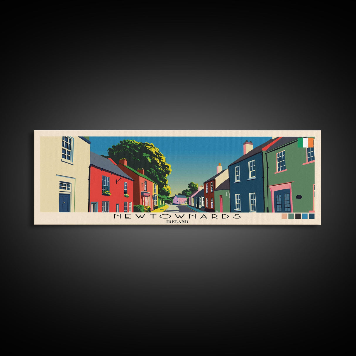 Newtownards, Ireland Panoramic Canvas Print, Newtownards, Ireland Painting, Ireland Art, Newtownards Travel Poster, Travel Art, Vacation Gift