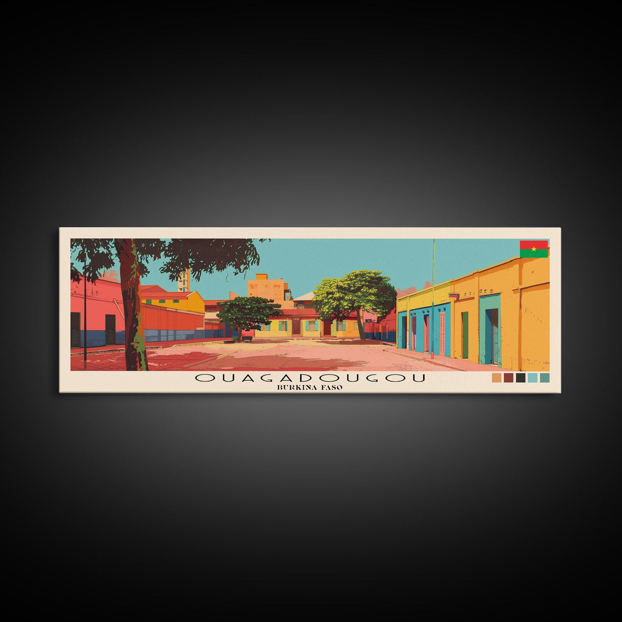 Ouagadougou, Burkina Faso Panoramic Canvas Print, Ouagadougou, Burkina Faso Painting, Burkina Faso Art, Ouagadougou Travel Poster, Travel Art, Guest Room Painting