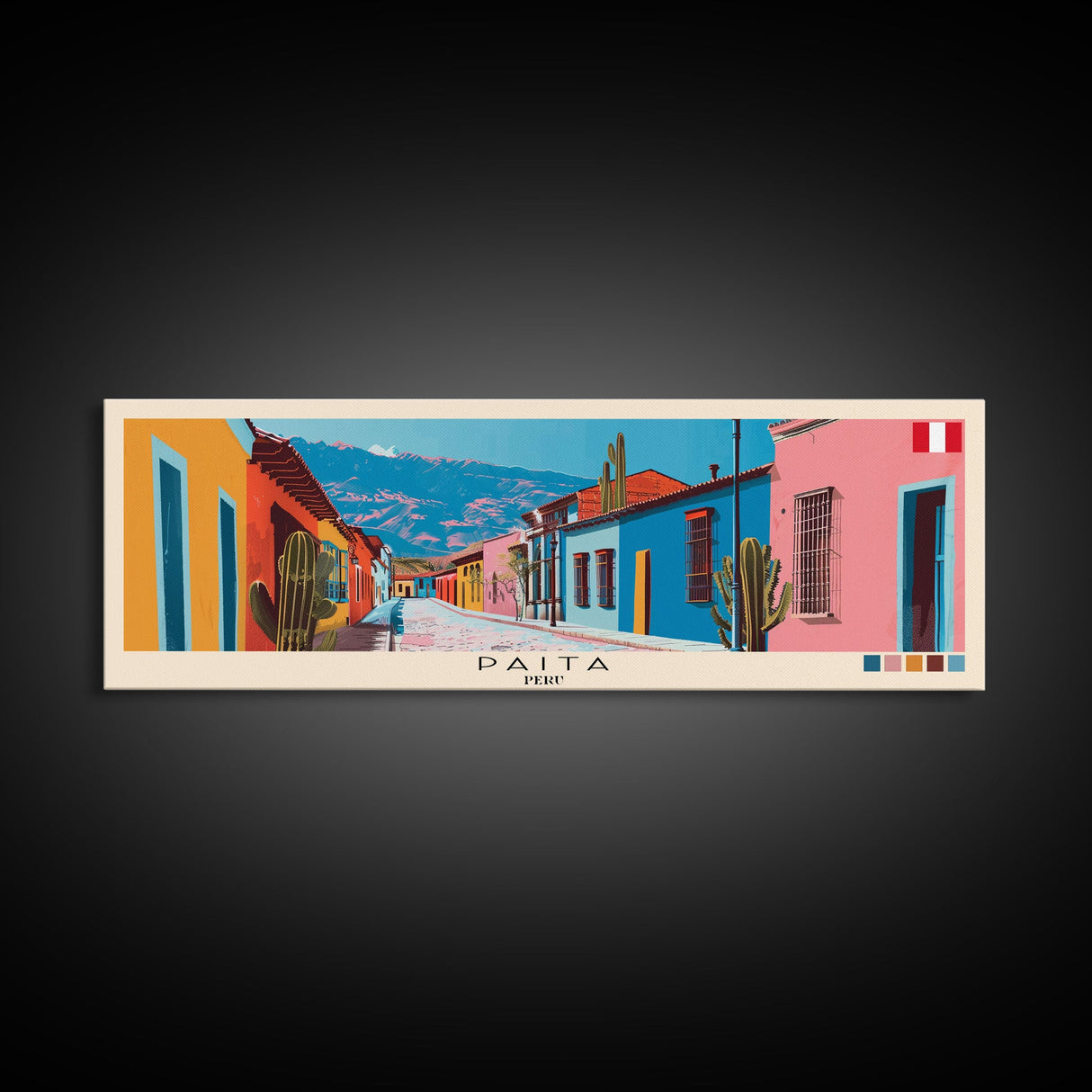 Paita, Peru Panoramic Canvas Print, Paita, Peru Painting, Peru Art, Paita Travel Poster, Travel Art, Guest Room Painting