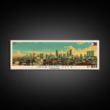 Quezon City, Philippines Panoramic Canvas Print, Quezon City, Philippines Painting, Philippines Art, Quezon City Travel Poster, Travel Art, Guest Room Painting