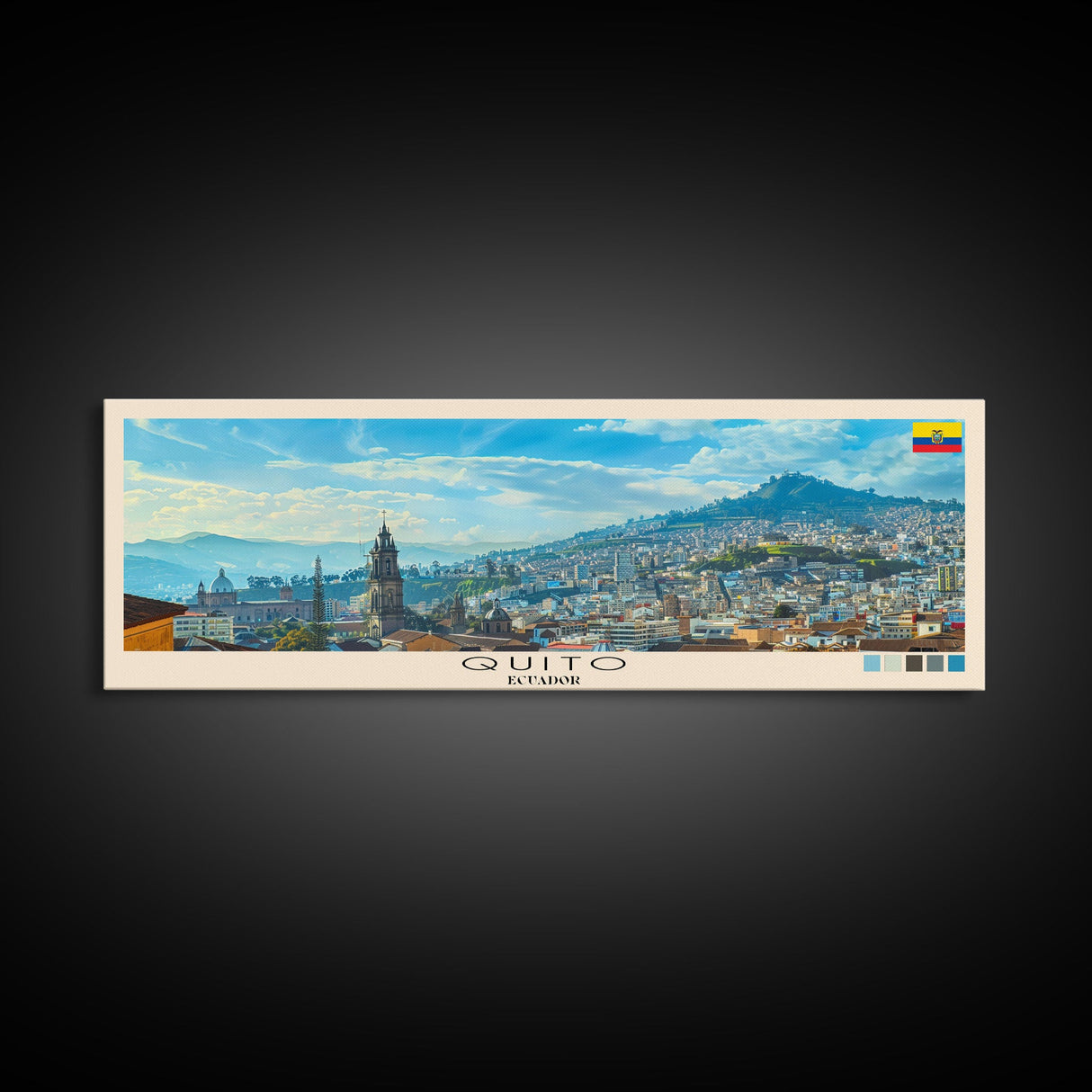 Quito, Ecuador Panoramic Canvas Print, Quito, Ecuador Painting, Ecuador Art, Quito Travel Poster, Travel Art, Living Room Painting