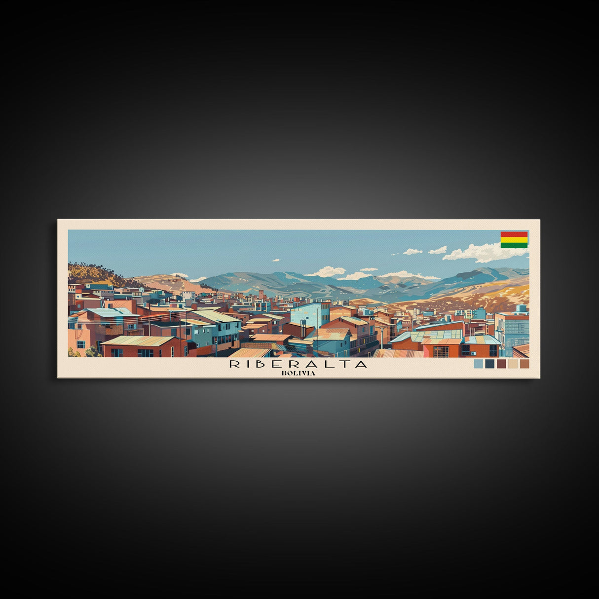 Riberalta, Bolivia Panoramic Canvas Print, Riberalta, Bolivia Painting, Bolivia Art, Riberalta Travel Poster, Travel Art, Living Room Painting