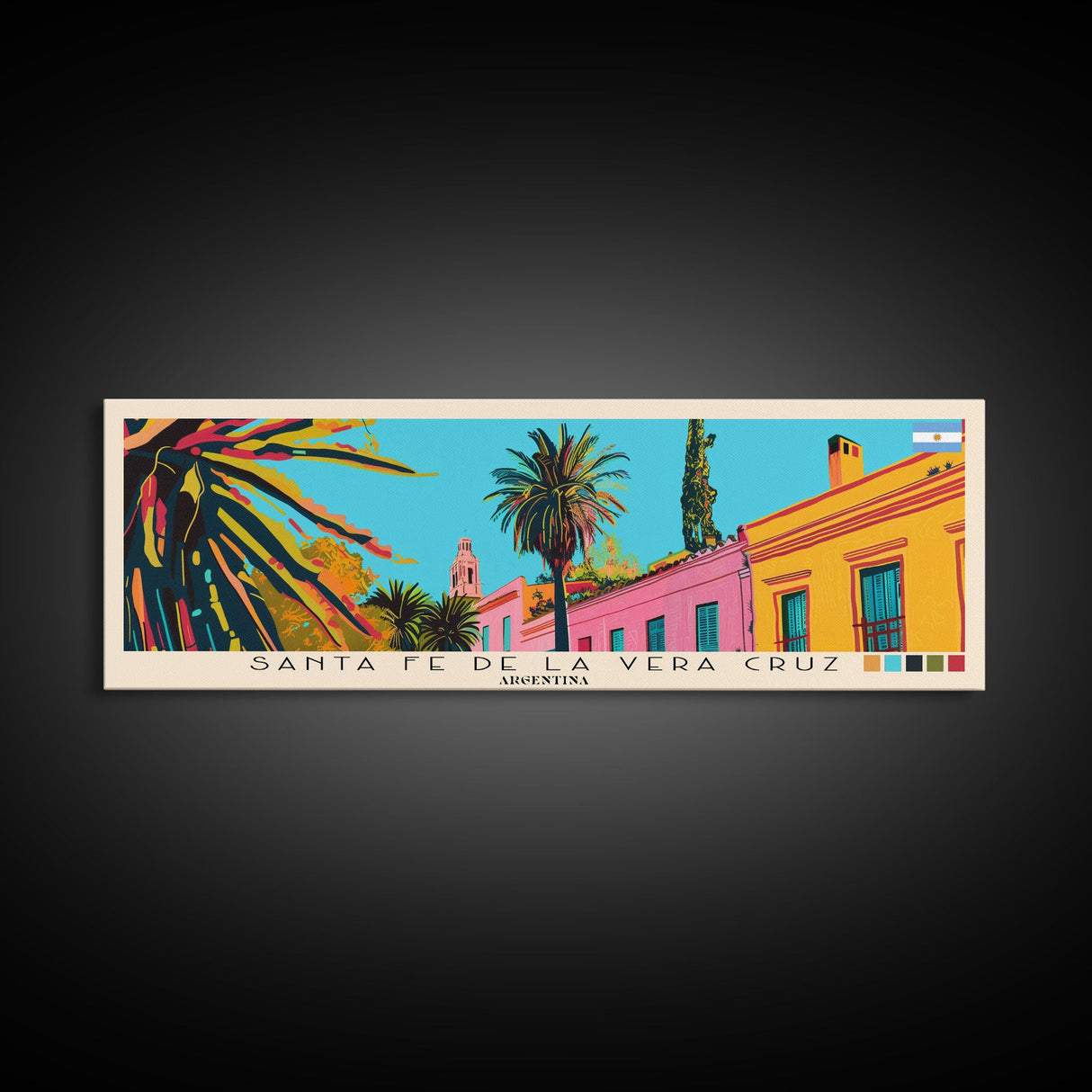 Santa Fe de la Vera Cruz, Argentina Panoramic Canvas Print, Santa Fe de la Vera Cruz, Argentina Painting, Argentina Art, Santa Fe de la Vera Cruz Travel Poster, Travel Art, Guest Room Painting