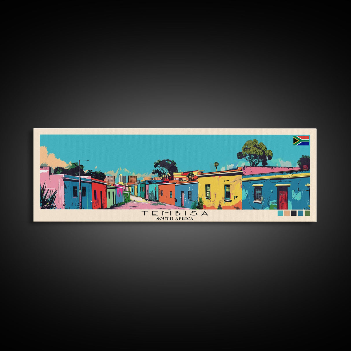 Tembisa, South Africa Panoramic Canvas Print, Tembisa, South Africa Painting, South Africa Art, Tembisa Travel Poster, Travel Art, Guest Room Painting