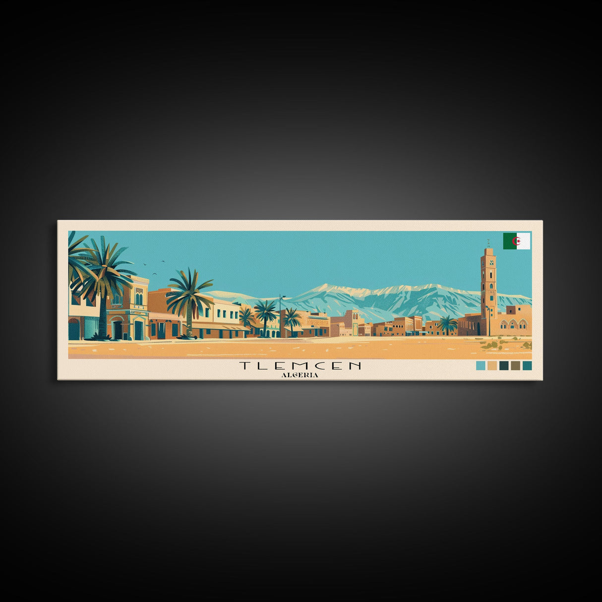 Tlemcen, Algeria Panoramic Canvas Print, Tlemcen, Algeria Painting, Algeria Art, Tlemcen Travel Poster, Travel Art, Housewarming Gift