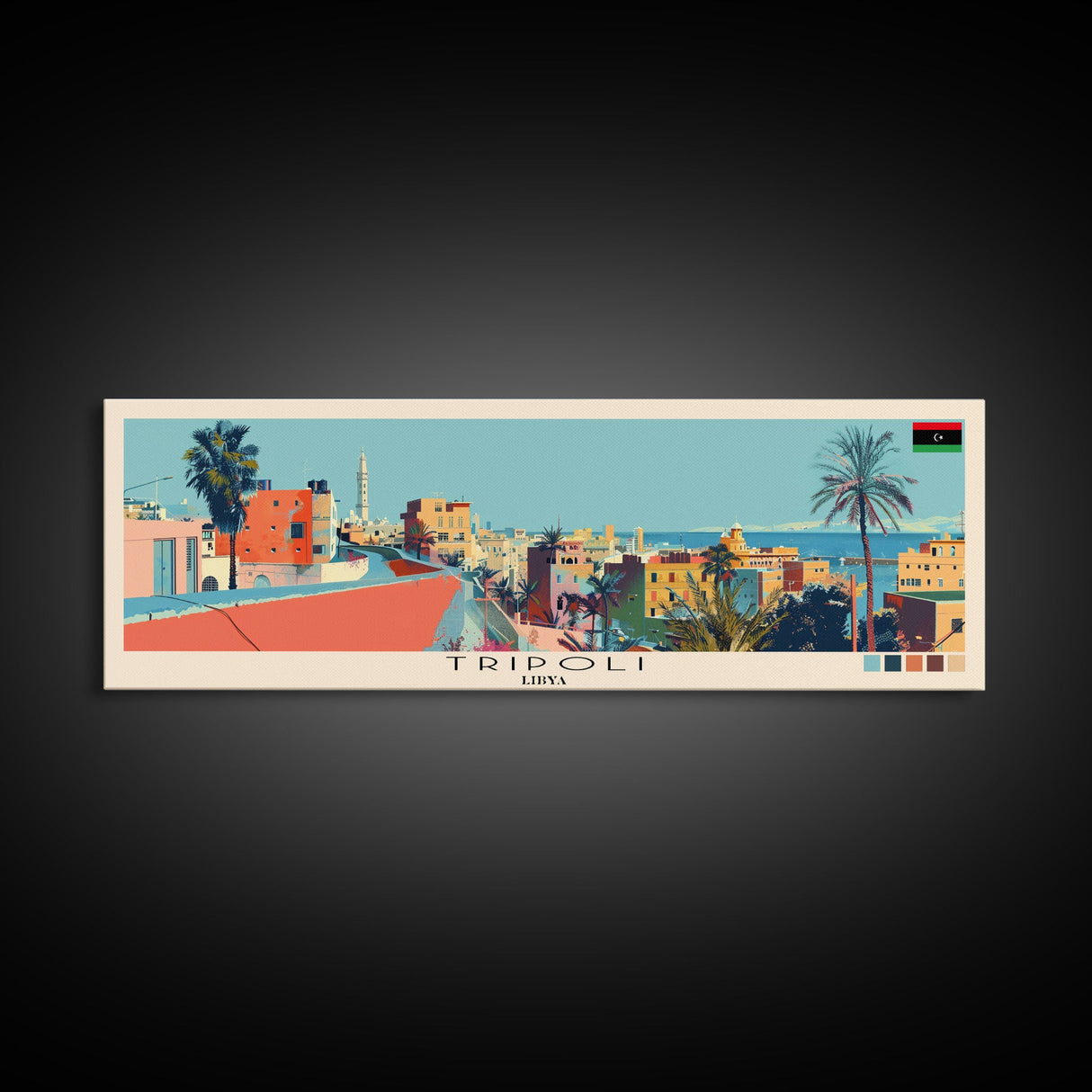 Tripoli, Libya Panoramic Canvas Print, Tripoli, Libya Painting, Libya Art, Tripoli Travel Poster, Travel Art, Living Room Painting