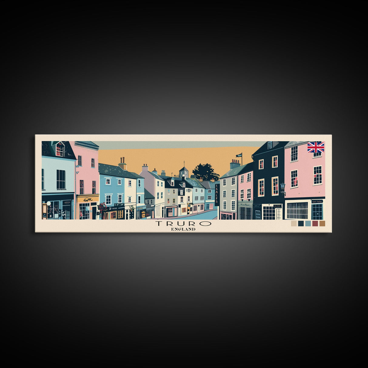 Truro, England Panoramic Canvas Print, Truro, England Painting, England Art, Truro Travel Poster, Travel Art, Guest Room Painting