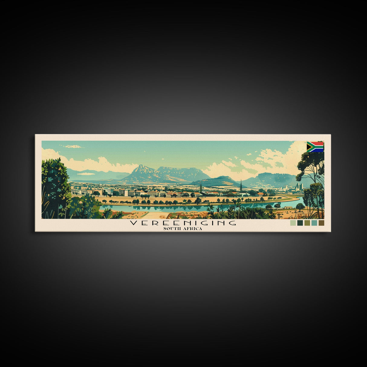 Vereeniging, South Africa Panoramic Canvas Print, Vereeniging, South Africa Painting, South Africa Art, Vereeniging Travel Poster, Travel Art, Guest Room Painting