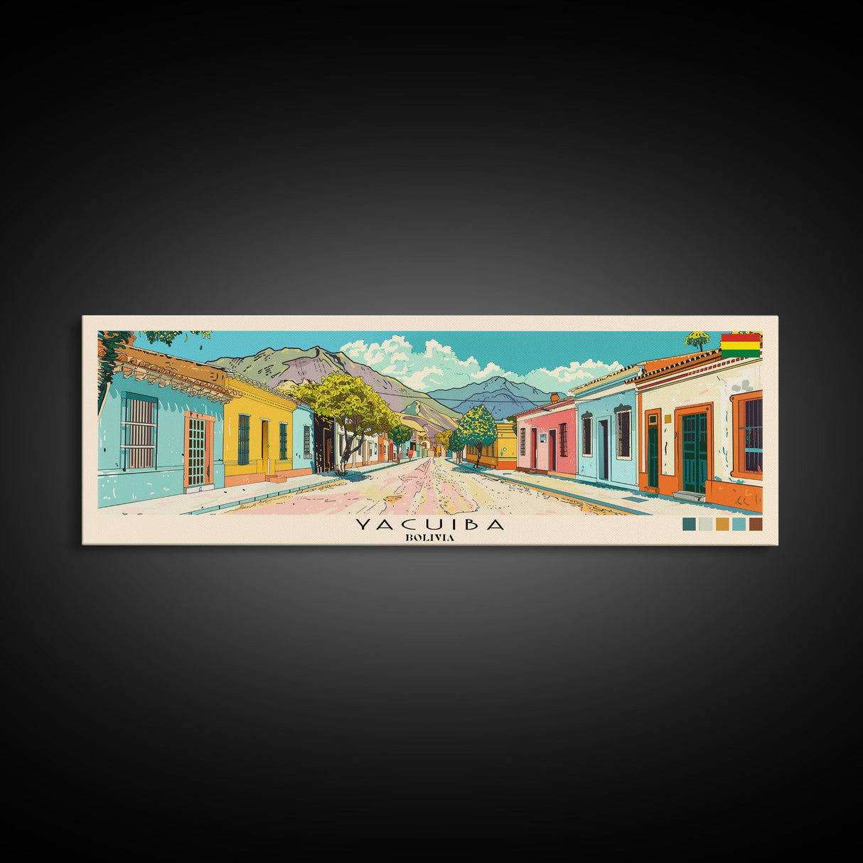 Yacuiba, Bolivia Panoramic Canvas Print, Yacuiba, Bolivia Painting, Bolivia Art, Yacuiba Travel Poster, Travel Art, Living Room Painting