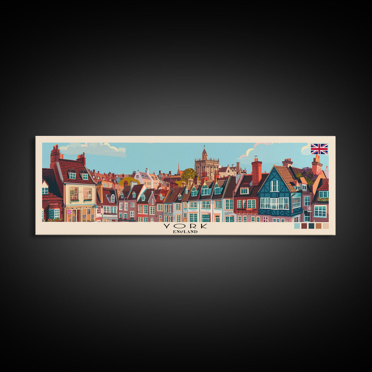 York, England Panoramic Canvas Print, York, England Painting, England Art, York Travel Poster, Travel Art, Vacation Gift