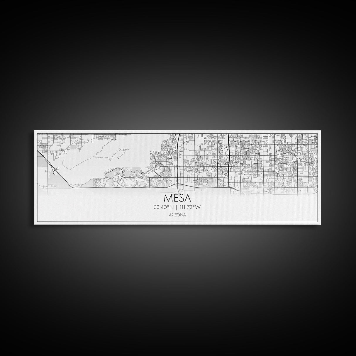 Panoramic Mesa City Map, Florida Art, Map Print, Minimalist Wall Art, Canvas Art, Housewarming Gift, Street Map Art, Closing Gift