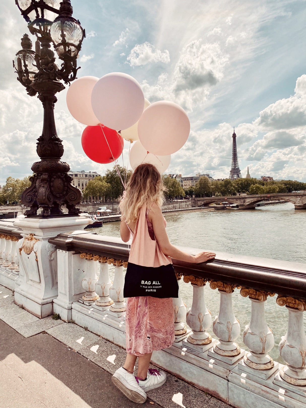 Bag-all Two Tone Tote Bag Paris, Pink/Black