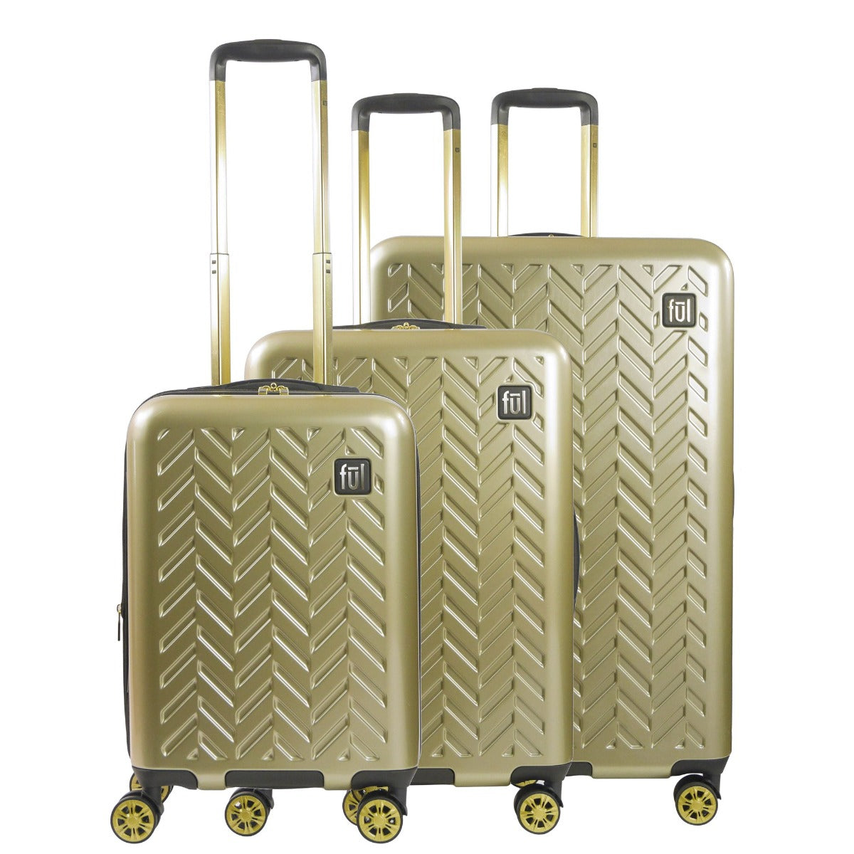 Ful Groove Expandable Hardside Spinner 3 Pc Luggage Set, Gold