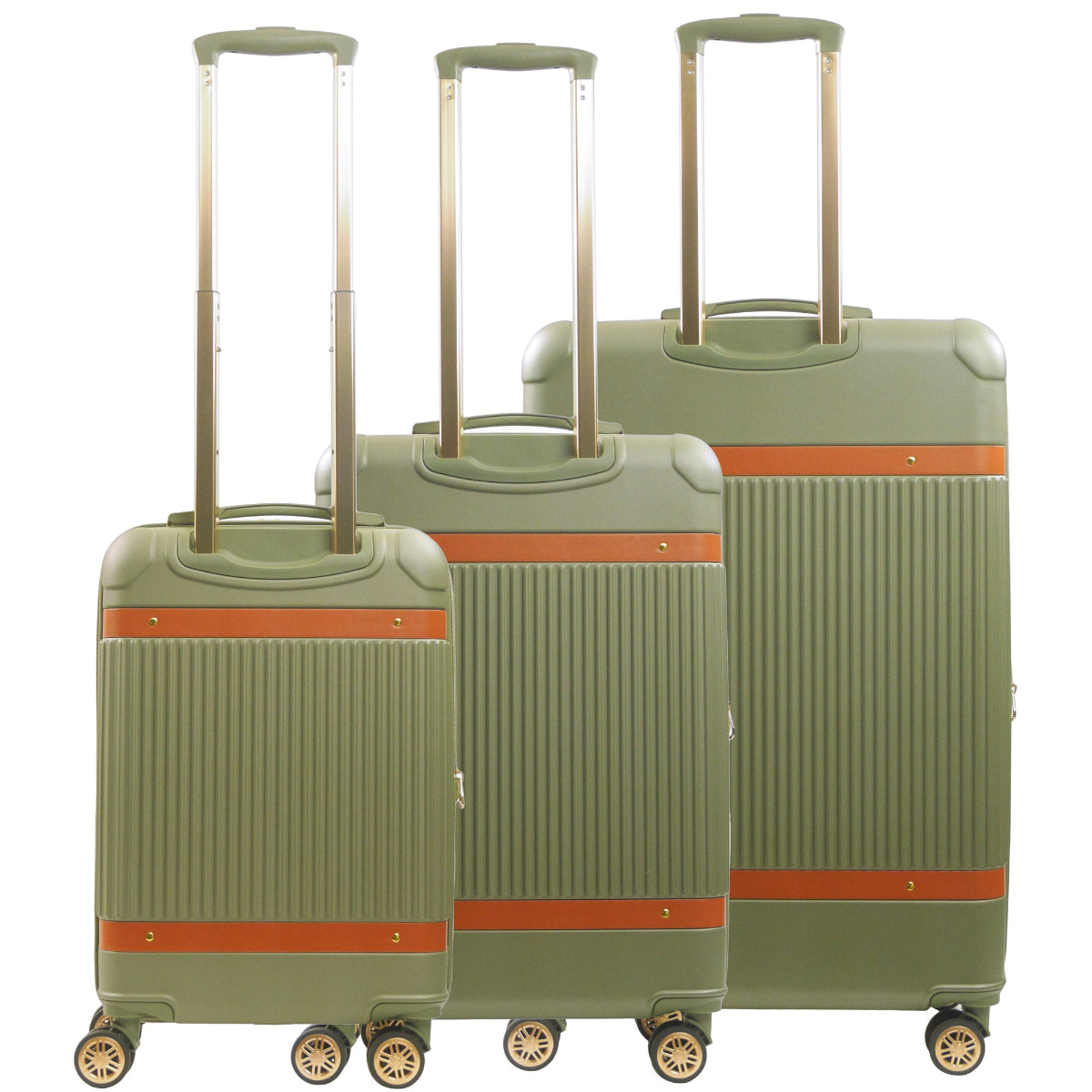 Tommy Bahama 3-Piece Green Hard-Sided Luggage Set stripes