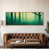 Emerald Green Forest Landscape, Panoramic Art, Framed Canvas, Framed Wall Art, Wall Art With Frame