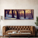 Snowcapped Forest Winter Scene, Ready To Hang Framed Canvas Print, Beautiful Panoramic Wall Decor Art