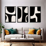 3 Piece Framed Canvas Wall Art Abstract Geometric Shapes, Triptych Wall Decor, Cool Kitchen Art, Above Sofa Art, Unique Art, Abstract Decor