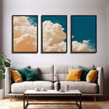 Cloud Wall Art Triptych 3 Piece Set Blue Wall Art Abstract Art Print Minimalist Wall Ar Indigo Art Maximalist Deco Sky Wall Art Sky Print