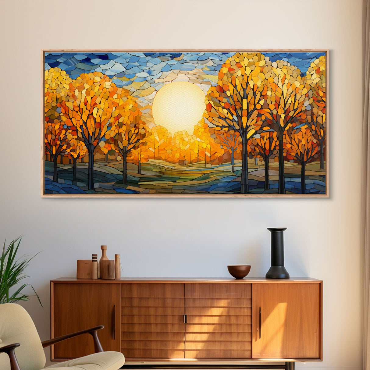 Fall Wall Art, Abstract Nature Print, Sunset Art, Fall Leaves, Country Home Decor, New Homeowner Gift, Canvas Wall Art, Wall Hanging