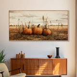 Autumn Wall Art, Pumpkin Decor, Farm Wall Art, Canvas Print, Wall Hanging, Panoramic Art, Farmhouse Wall Decor, Housewarming Gift, RV Decor