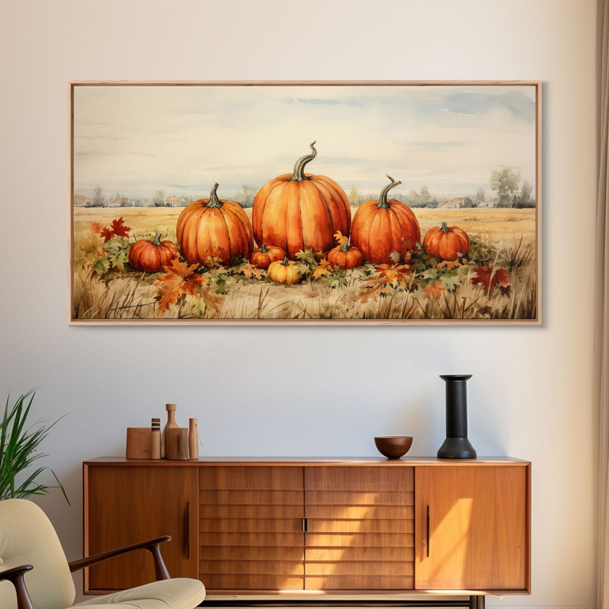 Pumpkin Decor, Autumn Wall Art, Farm Wall Decor, Canvas Print, Wall Hanging, Panoramic Art, Kitchen Prints, Rustic Wall Decor, Western Art