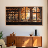 Bar Wall Art, Fall Wall Print, Tavern Art, Canvas Print, Wall Hanging, Panoramic Art, Anniversary Gift, Dining Room Decor, Gaming Wall Decor