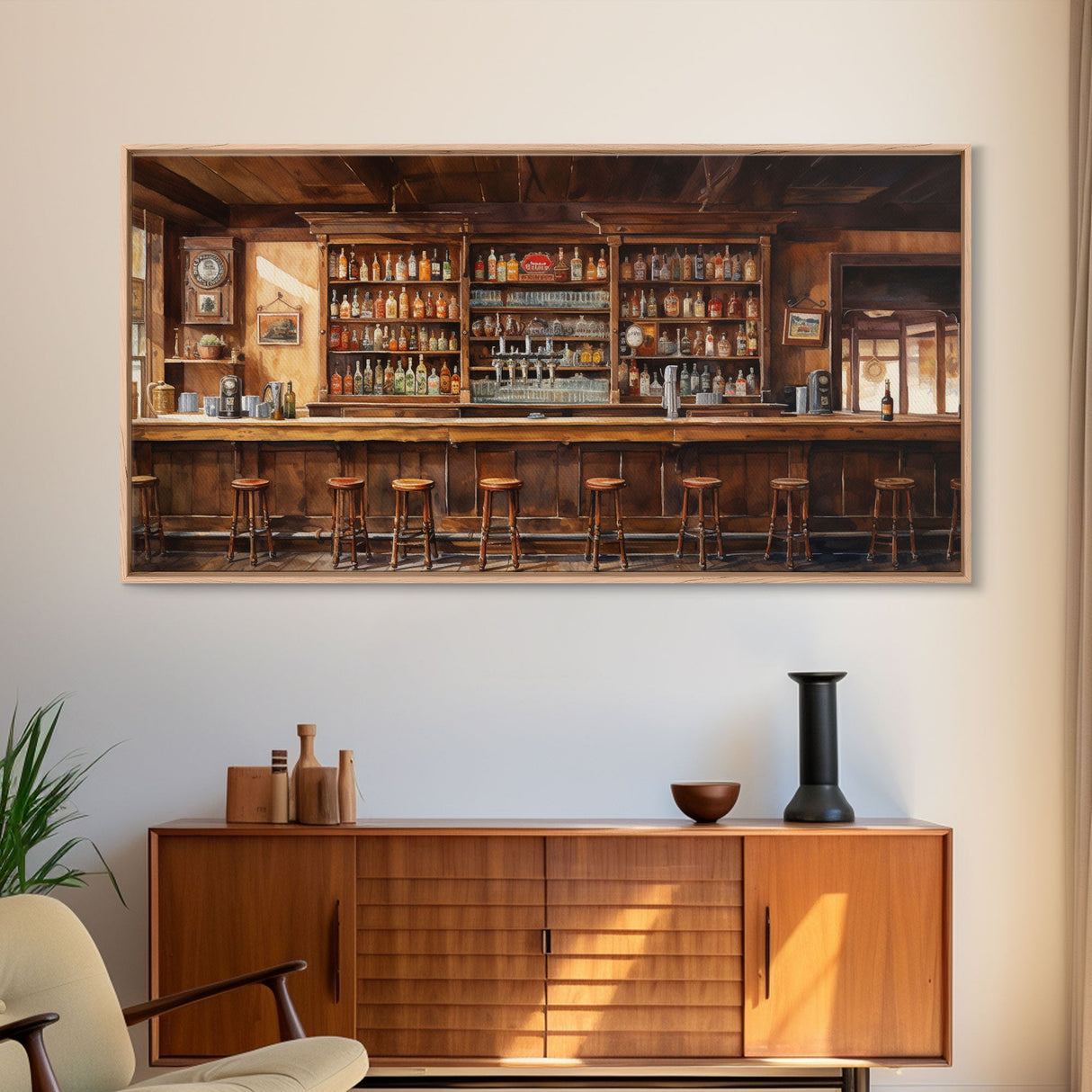 Tavern Wall Art, Western Wall Art, Prohibition Wall Art, Canvas Print, Wall Hanging, Panoramic Art, Western Wall Decor, Game Room Art