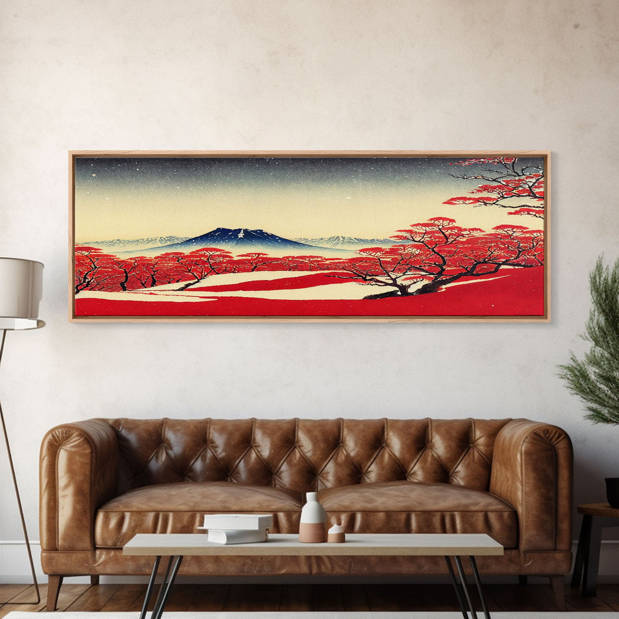 Mt. Fuji Panoramic Art, Framed Canvas Print, Japanese Style Art, Japanese Traditional Art, Wall Art Japanese, Japanese Art Print Canvas