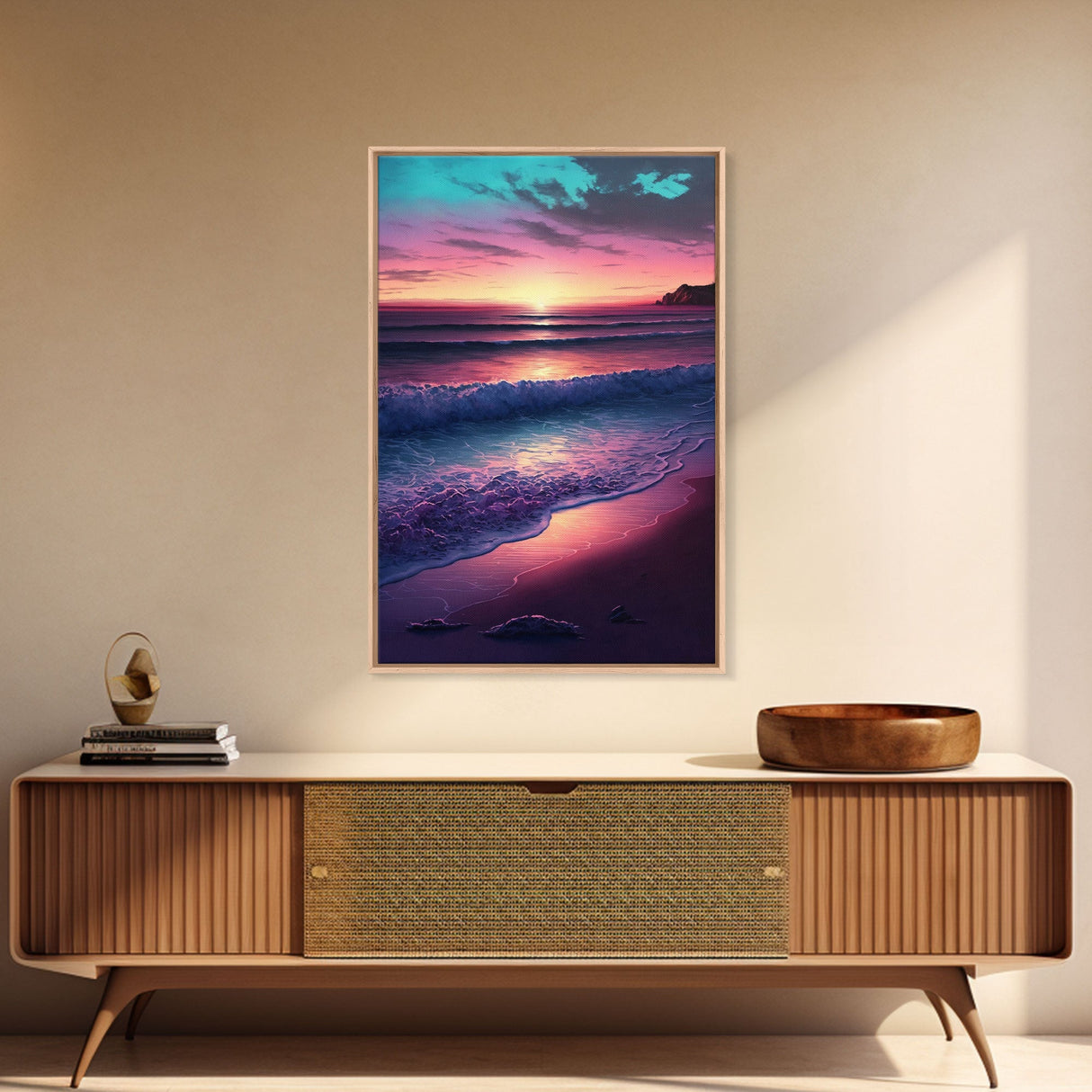 Large Coastal Wall Art Large Sunset Beach Framed Canvas Print Seascape Sky And Sea Beach Scene Art Ocean Beach Sky Art Decor