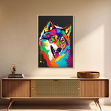 He's kinda cute when he's mad! Wolf art, Framed Canvas Print, Unique Pop Art Style Animal Print