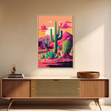 Pueblo Style Cactus, Still Life, Framed Canvas Print, Western Decor, Midwest Style Art, Arizona Desert Art