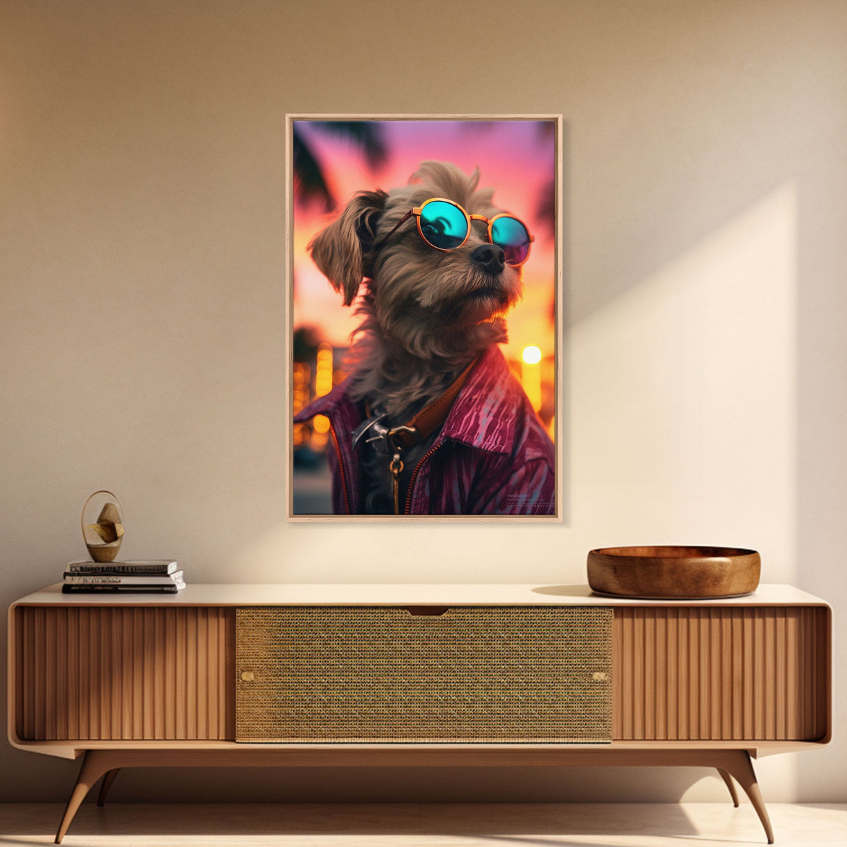 Shih Tzu Dog Wall Print, Dog Wall Art, Dog With Shades, Animal Art, Funny Wall Art, Framed Wall Art, Framed Canvas, Wall Print, Wall Canvas