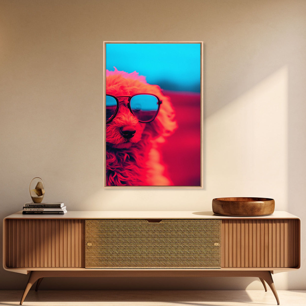 Red Poodle In Sunglasses Wall Print, Abstract Art, Dog Portrait, Dog Art Print, Framed Wall Art, Framed Canvas, Wall Print, Wall Canvas