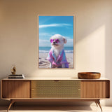 CShih Tzu In Beach Sunglasses Wall Print, Dog Décor, Dog Print, Dog Portrait, Framed Wall Art, Framed Canvas, Wall Print, Wall Canvas