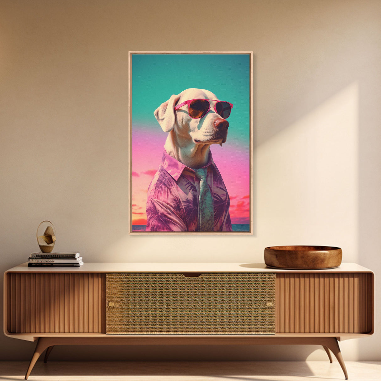 Labrador In Pink Hoodie Sunglasses Wall Print, Beach Art, Dog Print, Dog Portrait, Framed Wall Art, Framed Canvas, Wall Print, Wall Canvas