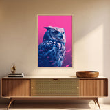 Owl Wall Print, Animal Art Print, Animal Portrait, Pink Art, Wildlife Art, Bird Art, Framed Wall Art, Framed Canvas, Wall Print, Wall Canvas